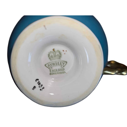 Aynsley Teacup | Signed J.A. Bailey | Hand-Painted Cabbage Rose | Teal & Gold