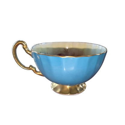 Aynsley Teacup | Signed J.A. Bailey | Hand-Painted Cabbage Rose | Teal & Gold