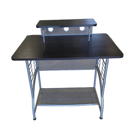 Black & Silver Metal Desk | 35.5" x 36.5" | Modern Minimalist Home Office & Study