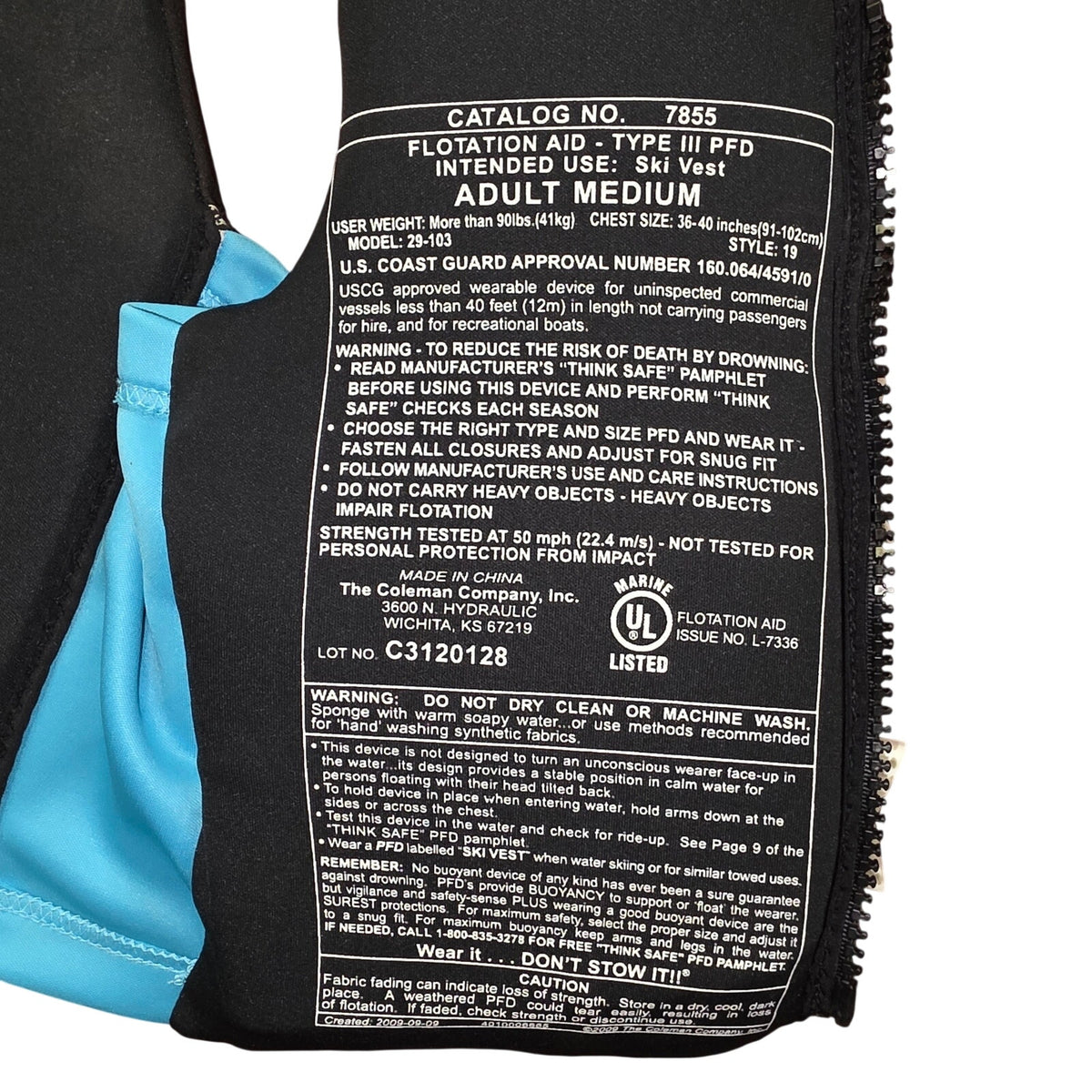 Stearns Women's Teal & Yellow Size Medium Life Vest