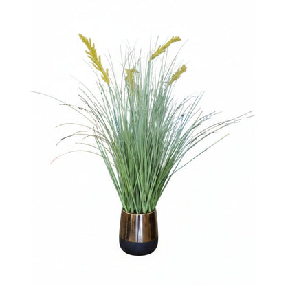 Beautiful Copper & Black Pot with Artificial Goldenrod