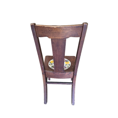 Solid Wood Hand-Painted Floral Accent Chair | One-of-a-Kind Artisan Art | 17.5" x 34" Tall