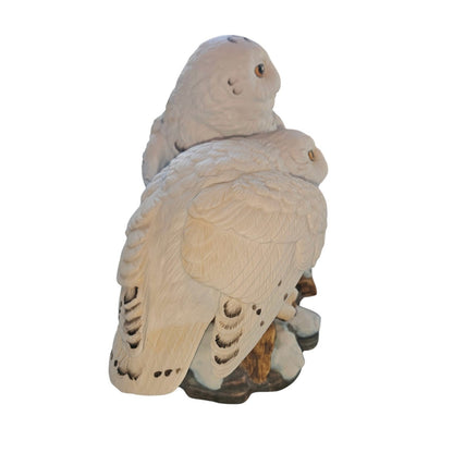 Maruri "Eyes of the Night" Snowy Owls Porcelain Figurine | 1988 Studio Design | Model O-8809