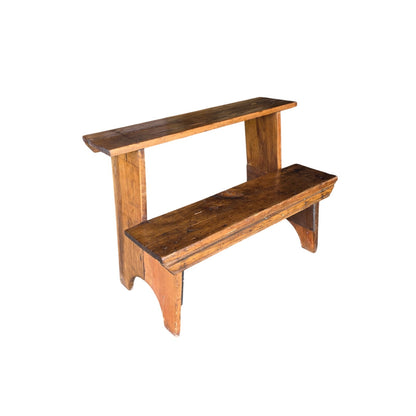 Primitive Rustic Two Tier Solid Wood Bench