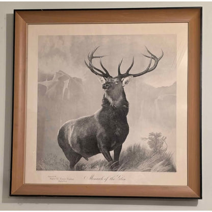 Antique Monarch of the Glen Engraving | Hartford Insurance Co. c.1890 | 30.5" x 30.25"