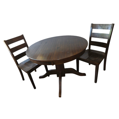 Pier 1 Imports Solid Wood Rough-Hewn Dining Table & 2 Chairs | 42" Round with 18" Leaf