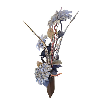 Contemporary Black & Brown Floral Arrangement in Copper Tone Vase | 8.5" | Ready to Display