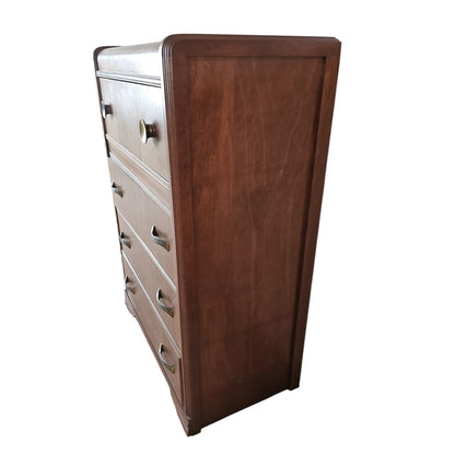 Vintage Huntingburg Furniture Art Deco Waterfall Chest of Drawers | MCM | 33" x 45" Tall