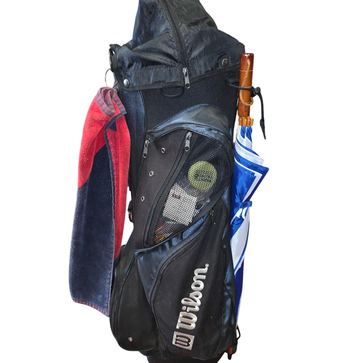 Rare Vintage Wilson Cart Golf Bag with Pepsi Logo and WKAN Towel