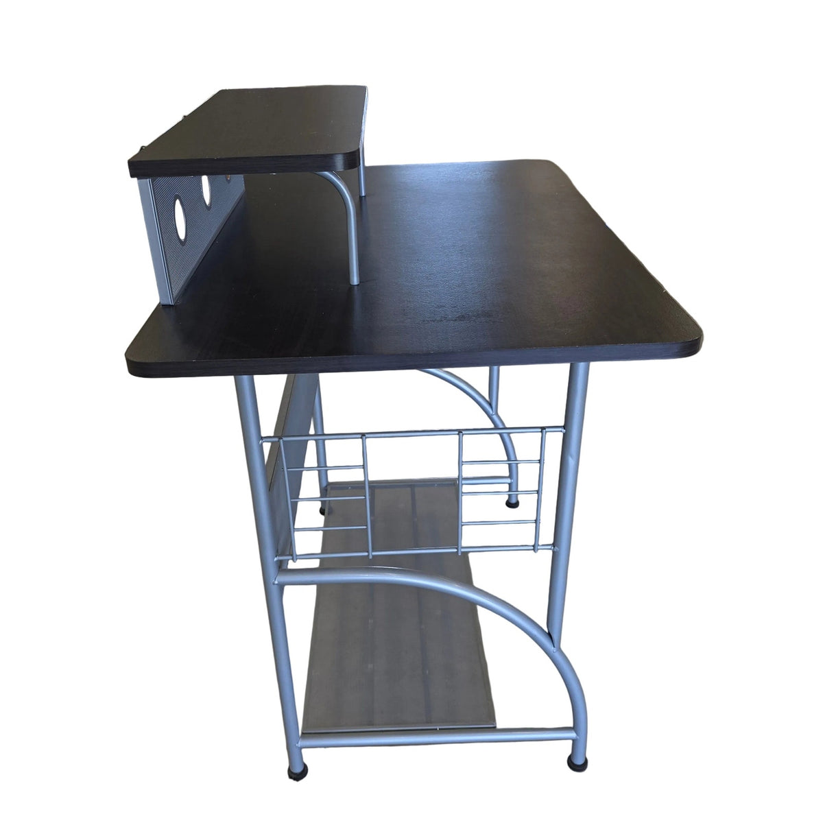 Black & Silver Metal Desk | 35.5" x 36.5" | Modern Minimalist Home Office & Study