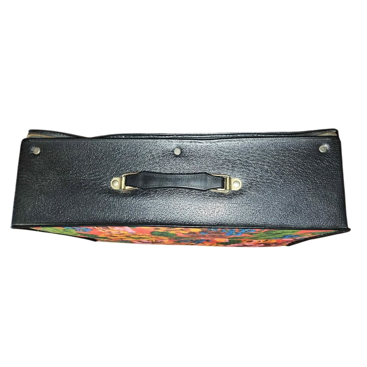 Vintage Groovy Floral Canvas & Vinyl Suitcase | 17" Retro Travel Case