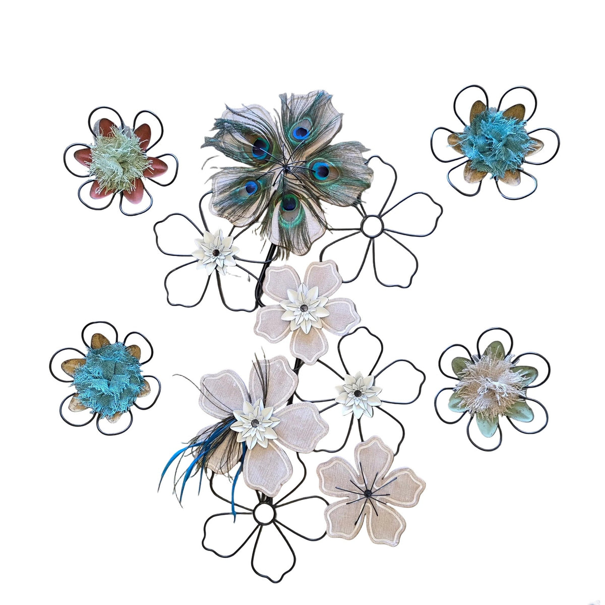 5 Piece Set Metal Flowers Wall Decor