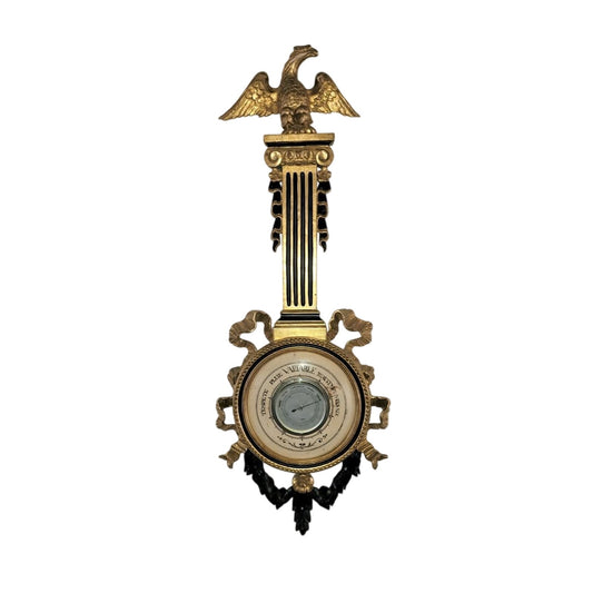 Vintage Italian Hand-Carved Wood Eagle Barometer | 38" Sculptural Wall Piece