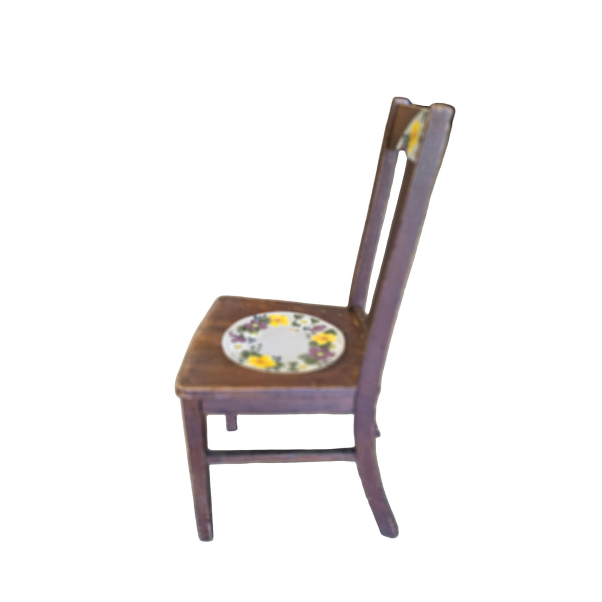 Solid Wood Hand-Painted Floral Accent Chair | One-of-a-Kind Artisan Art | 17.5" x 34" Tall