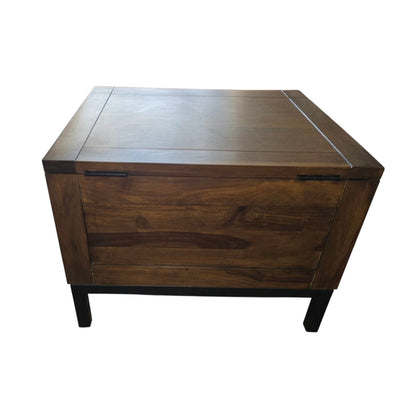 Crate & Barrel Tucker Trunk Side Table | 3 Hidden Storage Compartments + Tray | 21" Square