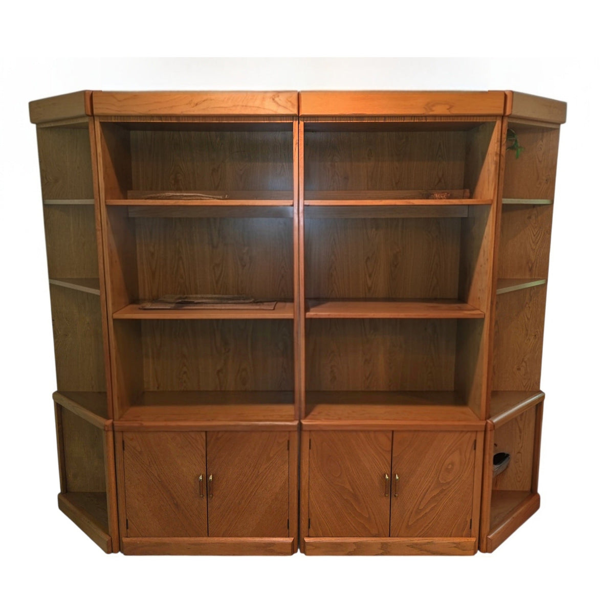 4-Piece Modular Wood Bookcase Unit | Corner & Center Shelves | 74" Tall