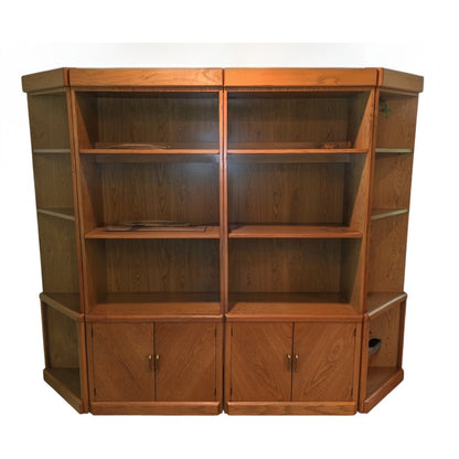 4-Piece Modular Wood Bookcase Unit | Corner & Center Shelves | 74" Tall