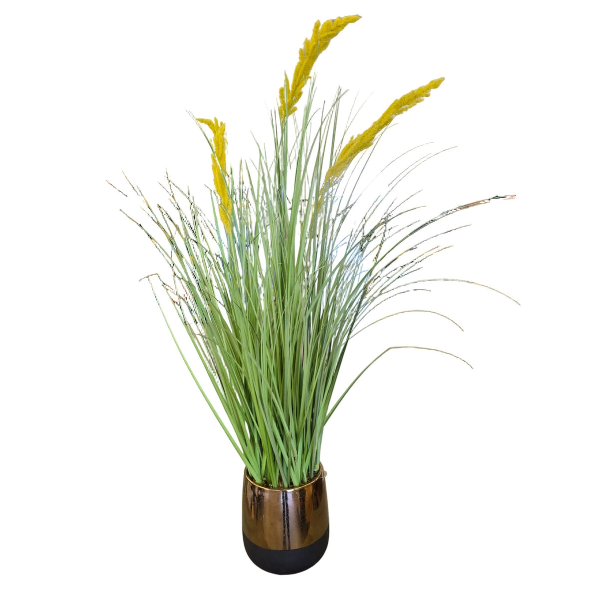 Beautiful Copper & Black Pot with Artificial Goldenrod
