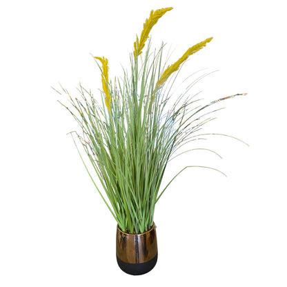 Beautiful Copper & Black Pot with Artificial Goldenrod