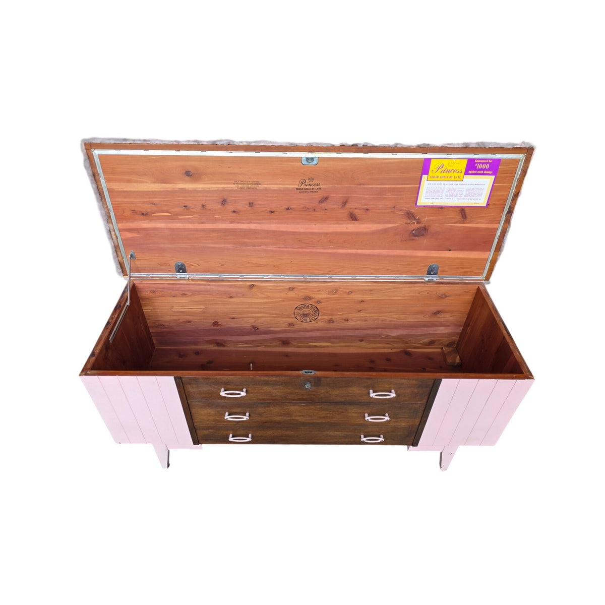 1960s Princess by Lane Upcycled Pink Cedar Chest with Furry Top