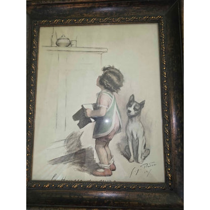 75 Year Old Vintage Framed La Hausse du Sucre Illustration George Rudon