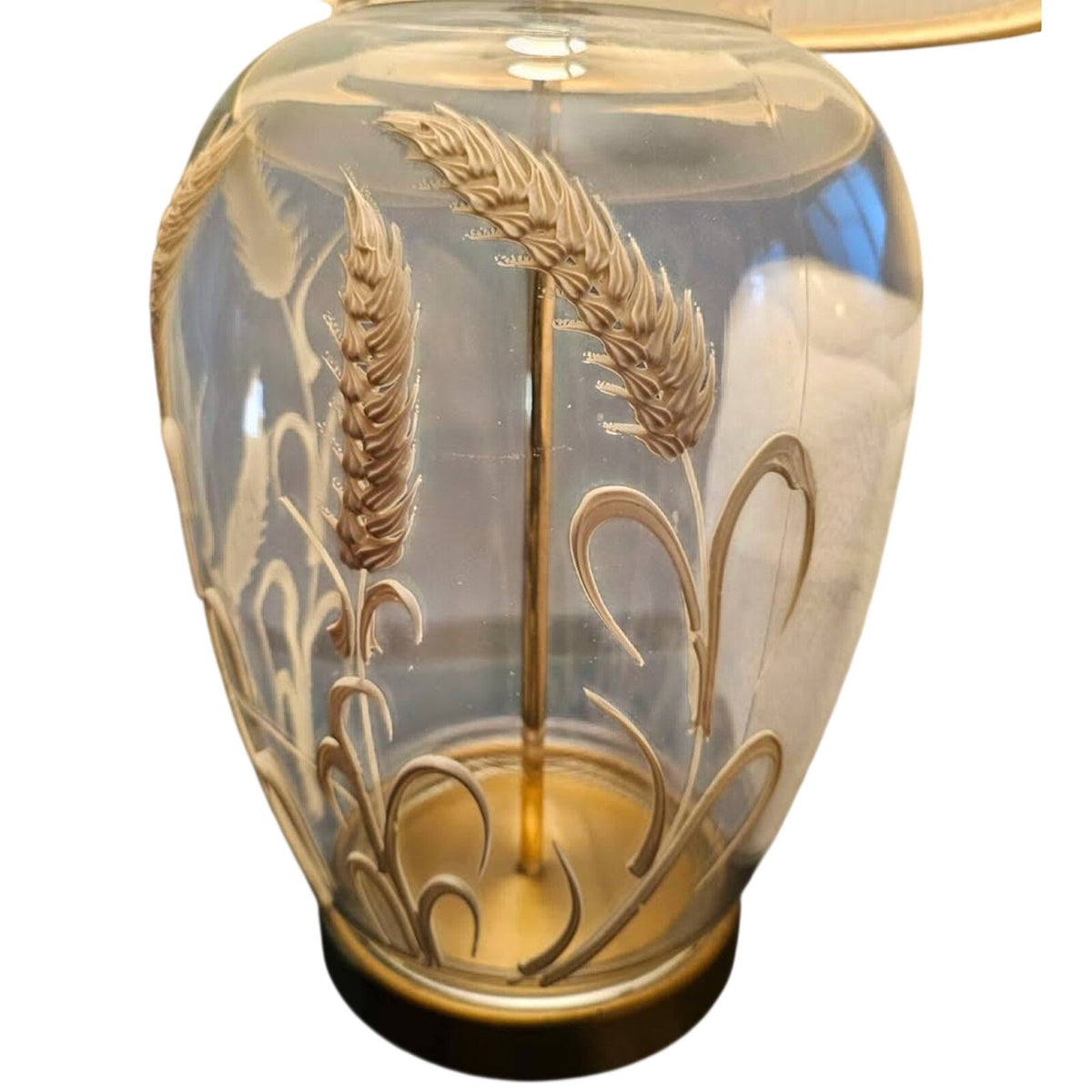 Etched Clear Glass Ginger Jar Lamp