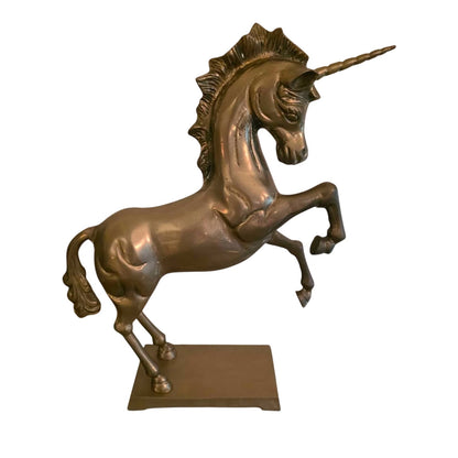 Large Vintage Brass Unicorn Figure | 17" Decorative Sculpture
