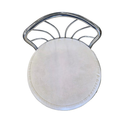 Faux Leather & Polished Chrome Vanity Chair | Rolling | 17" x 27" | Glam Bedroom & Makeup