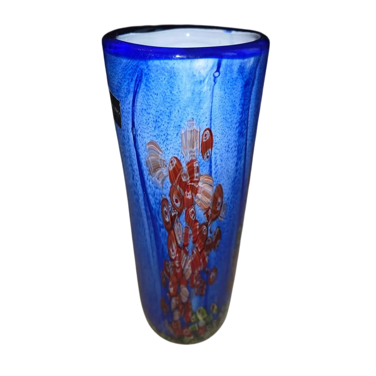 Murano Primrose Blue Multicolor Fused Glass Vase