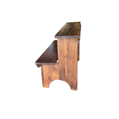 Primitive Rustic Two Tier Solid Wood Bench