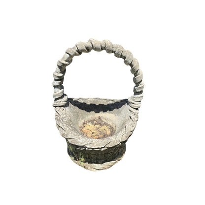 Vintage Cement Basket Planter | Outdoor Garden Decor | 15" x 20"