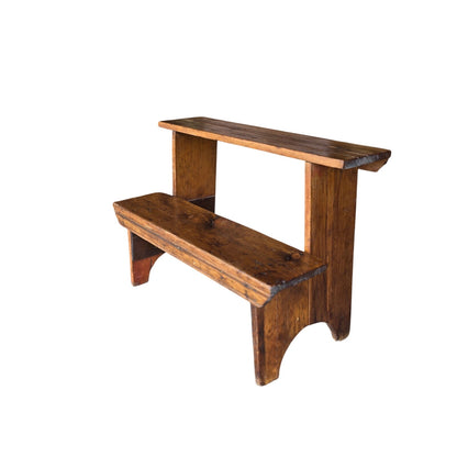 Primitive Rustic Two Tier Solid Wood Bench