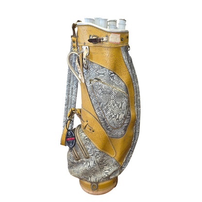 Mid Century Retro Mustard Yellow Faux Snakeskin Golf Bag