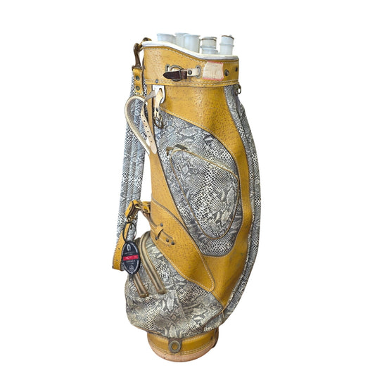 Mid Century Retro Mustard Yellow Faux Snakeskin Golf Bag