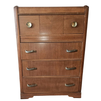 Vintage Huntingburg Furniture Art Deco Waterfall Chest of Drawers | MCM | 33" x 45" Tall