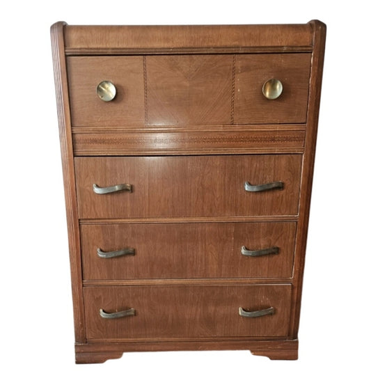 Vintage Huntingburg Furniture Art Deco Waterfall Chest of Drawers | MCM | 33" x 45" Tall