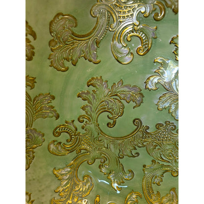 Damask Leaves & Scrolls Decorative Bowl on Metal Stand | 15" | Centerpiece Display