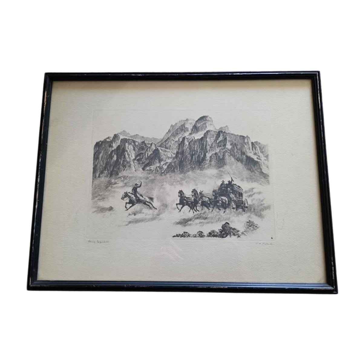 Vintage Framed R H Palenske Pony Express Print