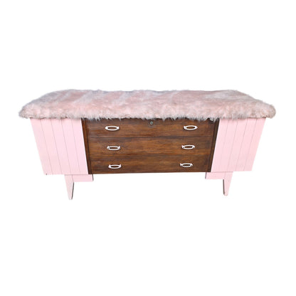 1960s Princess by Lane Upcycled Pink Cedar Chest with Furry Top