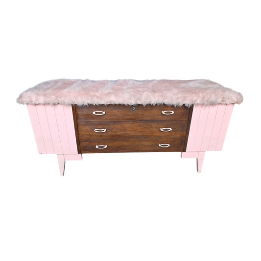 1960s Princess by Lane Upcycled Pink Cedar Chest with Furry Top