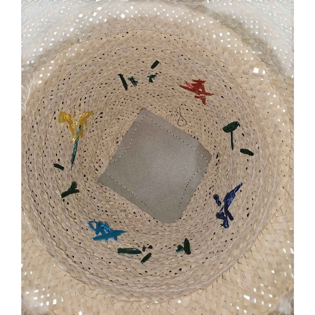 Ladies Straw Hat with Floral Accents & Leather Top | 18" Sun Hat