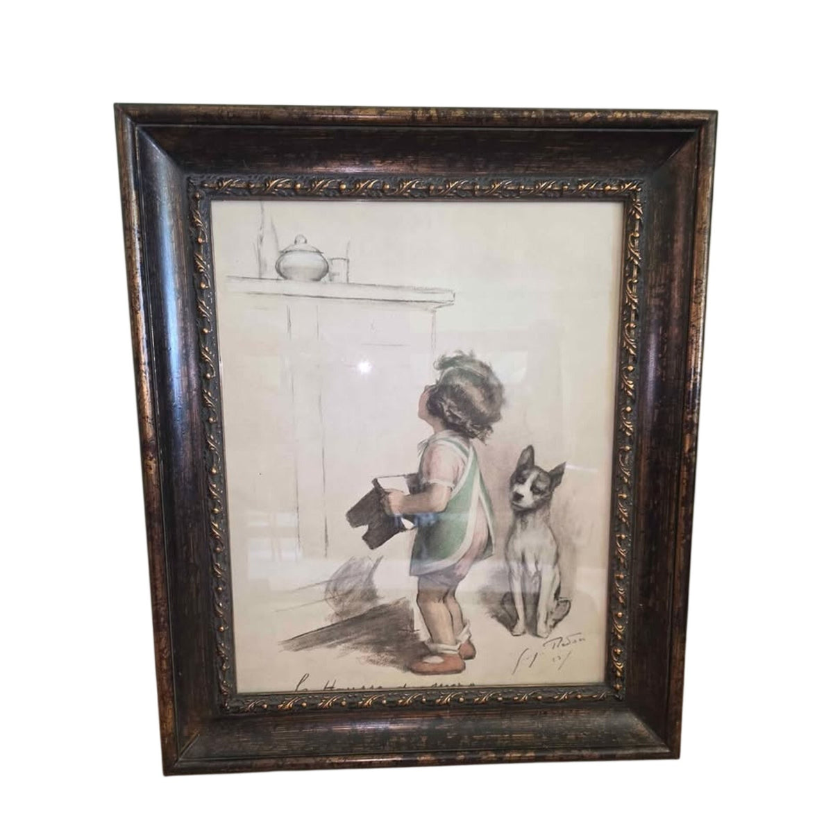 75 Year Old Vintage Framed La Hausse du Sucre Illustration George Rudon