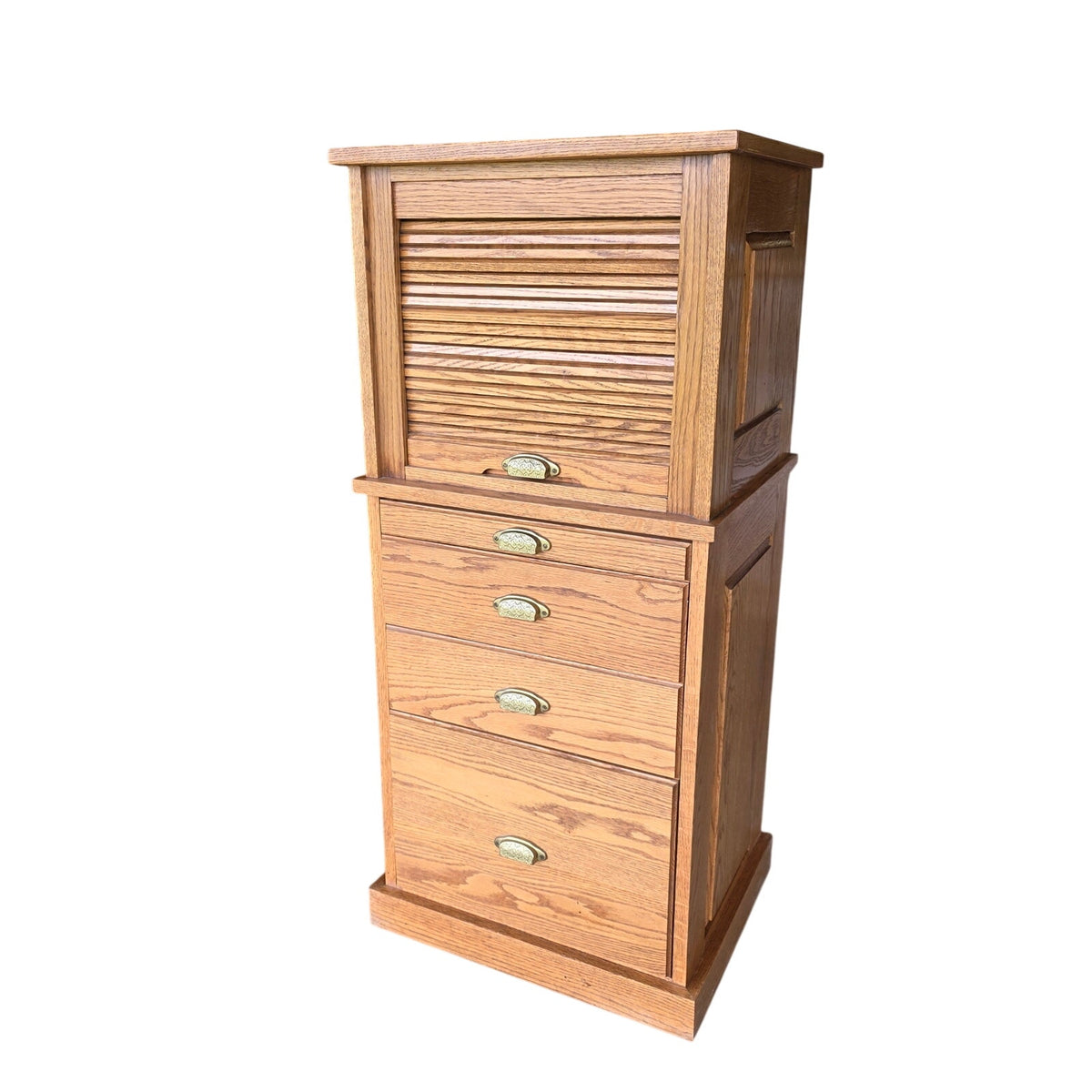 Amish Solid Oak Tamboura Top Organizer Desk