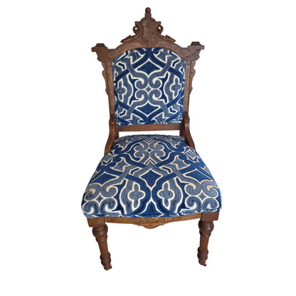 Beautiful Blue & White Victorian Occasional Chair