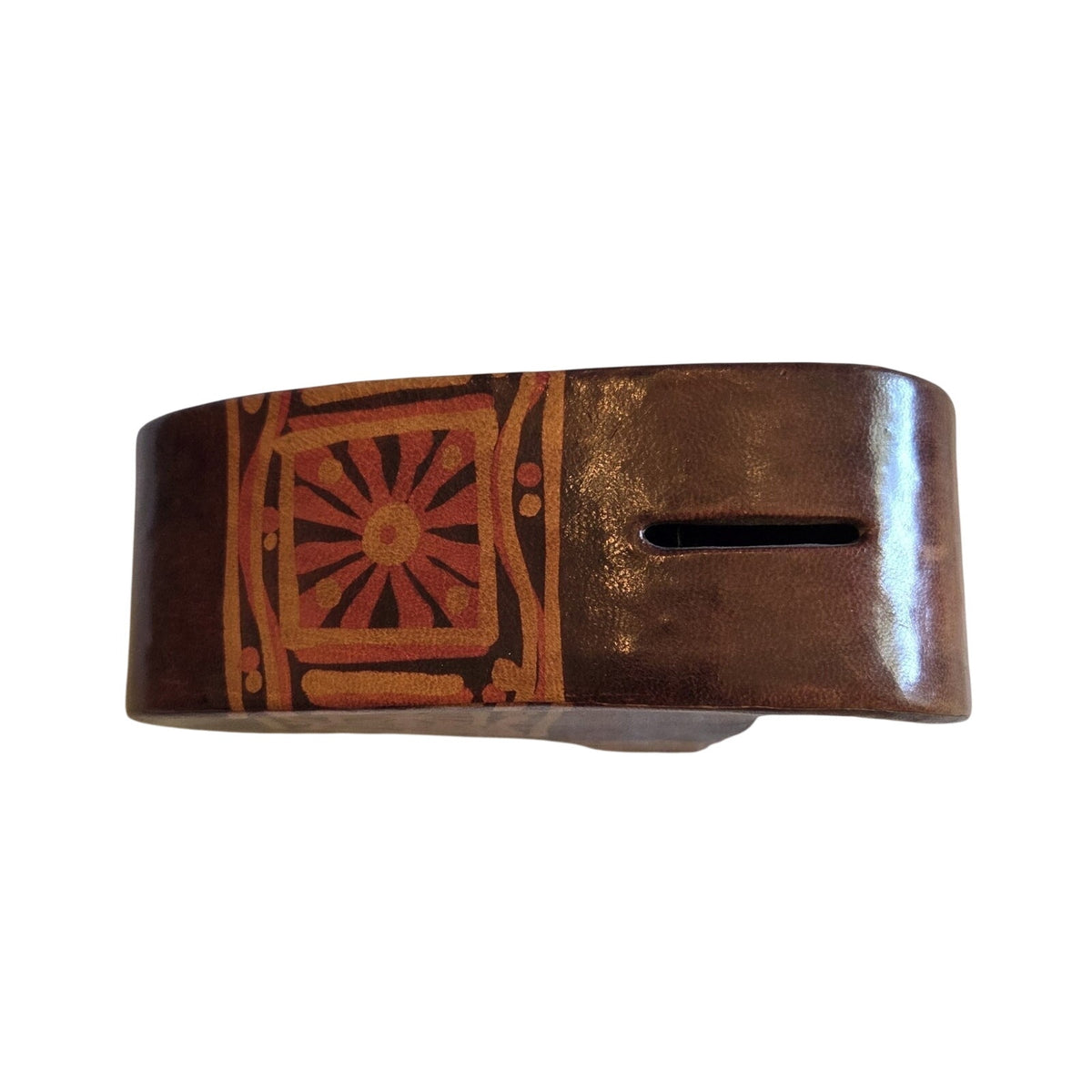 Leather Elephant Shaped Coin Bank Colorful Mix Brown, Reddish, Orange India