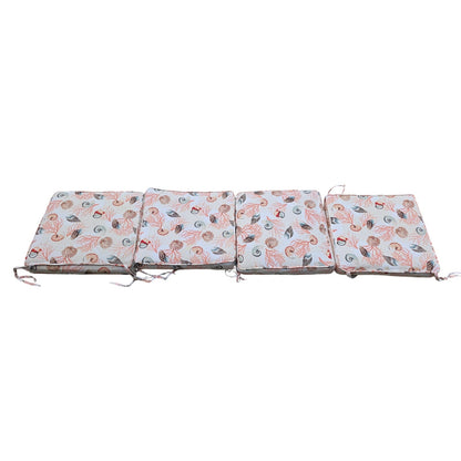 Set of 4 Coastal Shell Patterned Chair Seat Cushions