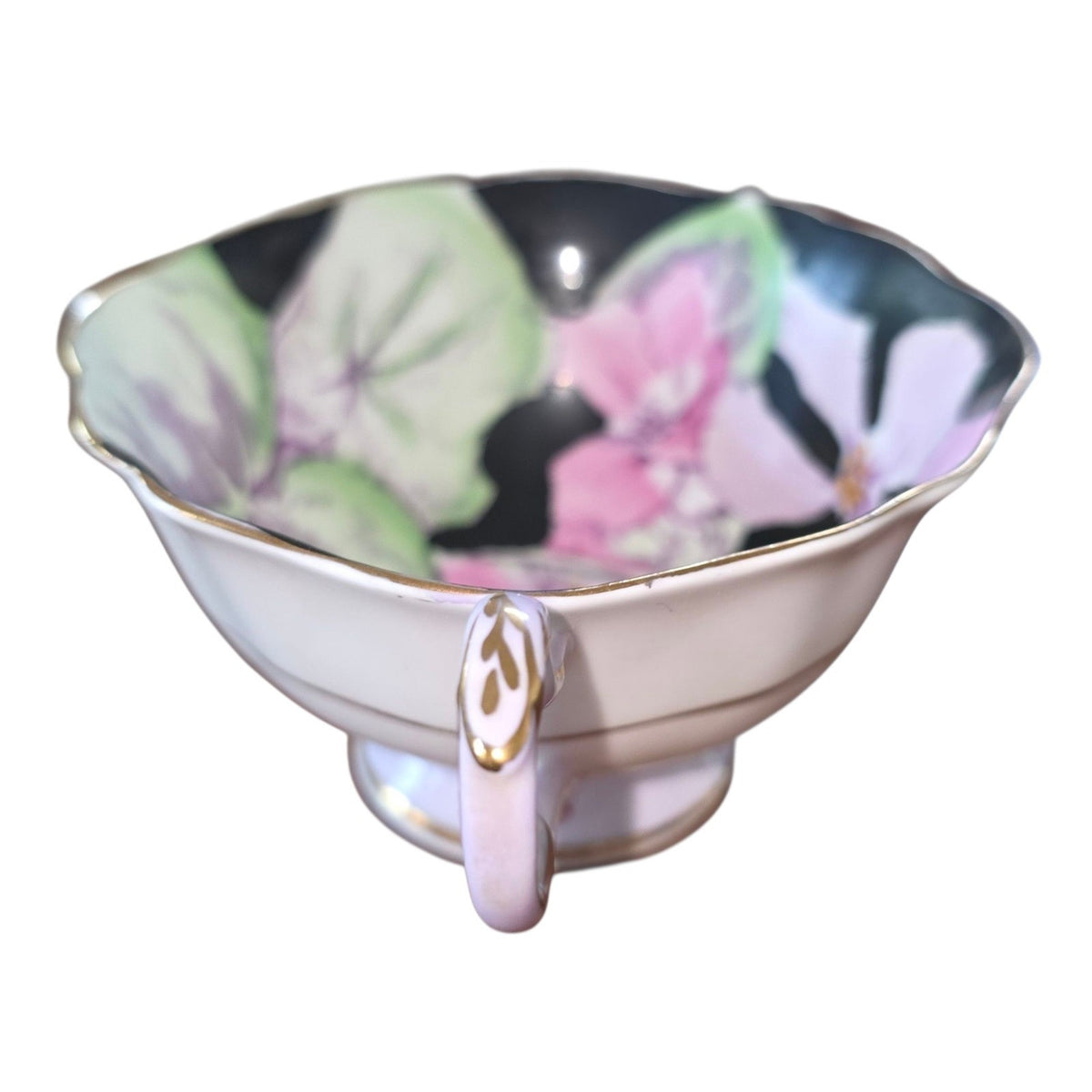 Vintage Paragon Double Warrant Cabbage Rose Teacup | Pink & Black Art Nouveau