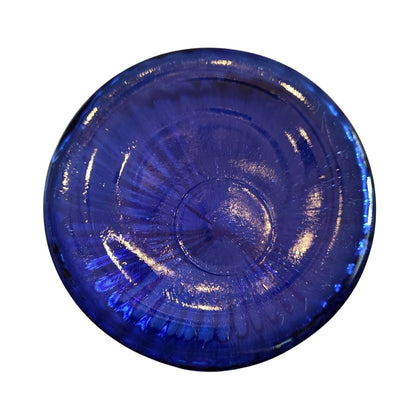 Vintage Cobalt Blue Ribbed Glass Bouquet Vase
