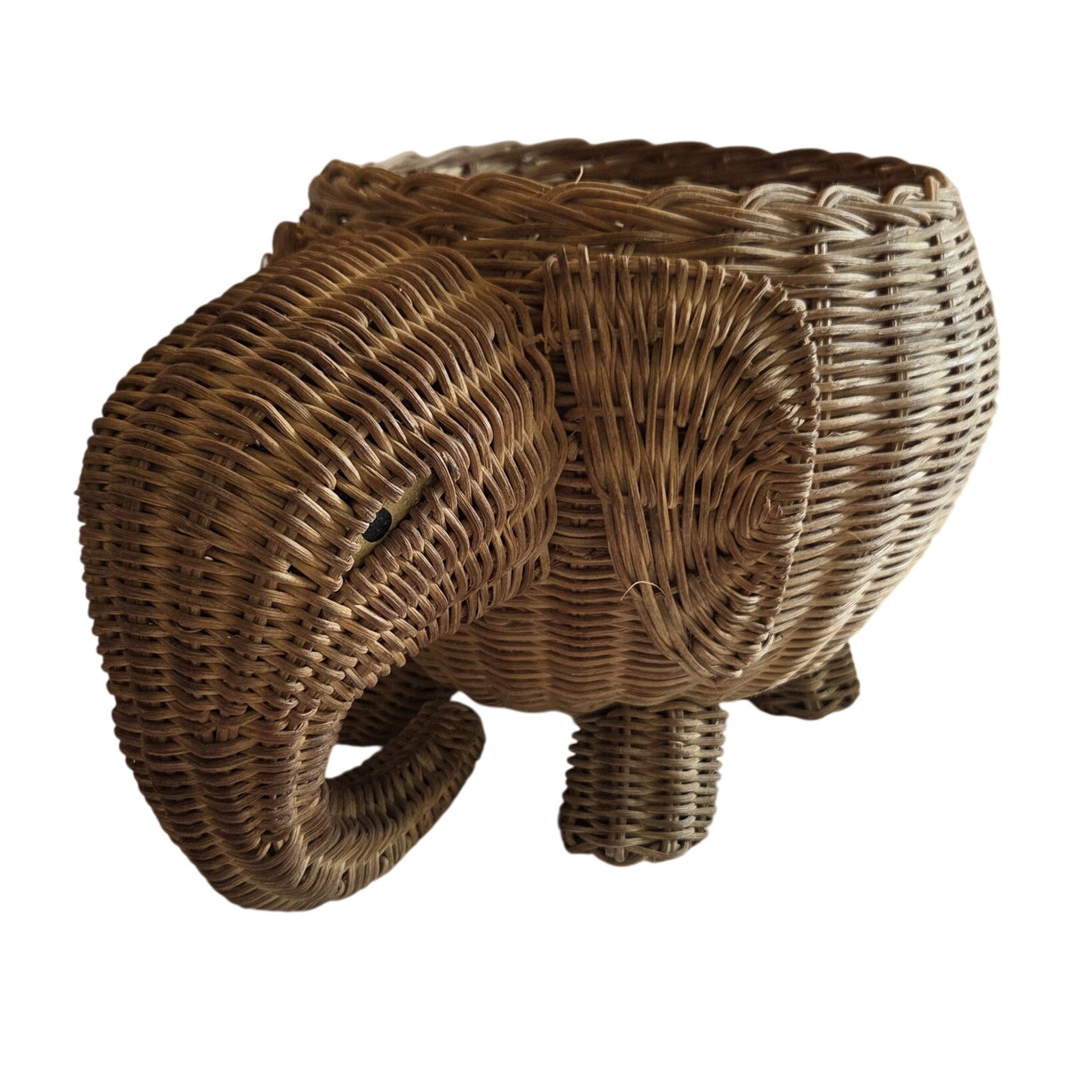 Vintage Wicker Elephant Basket Storage Planter