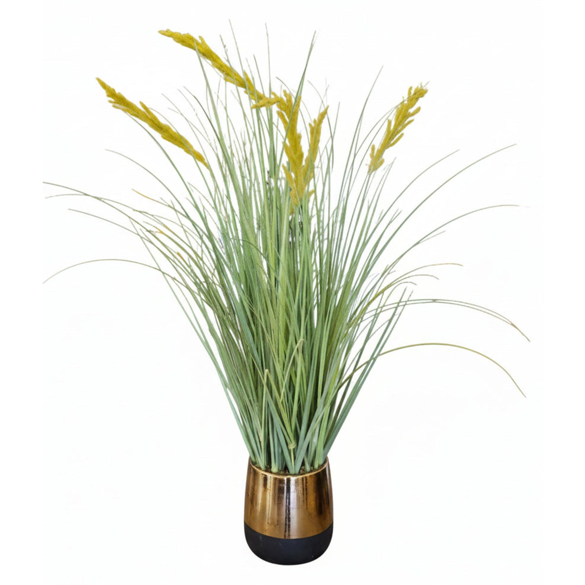 Beautiful Copper & Black Pot with Artificial Goldenrod